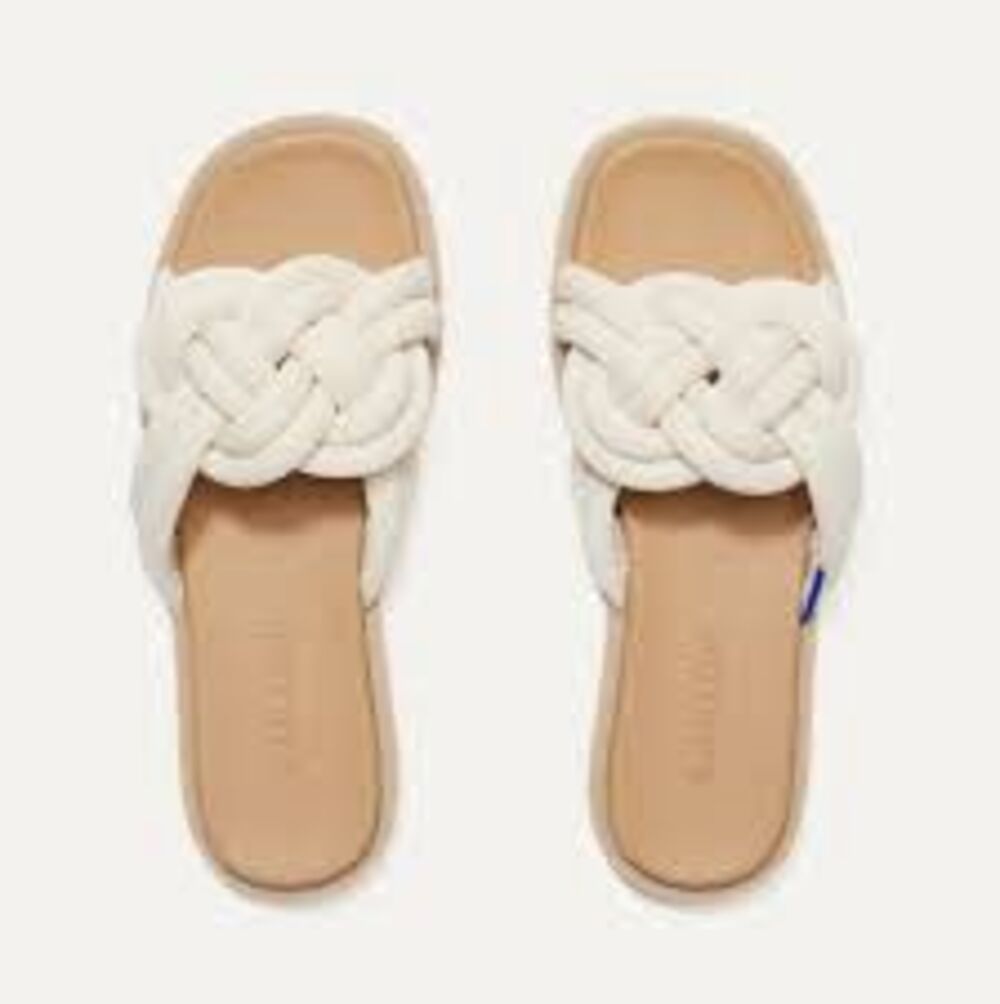 Rothy's The Summer Sandal braided sailor-knot soft ivory knit women's size 6
